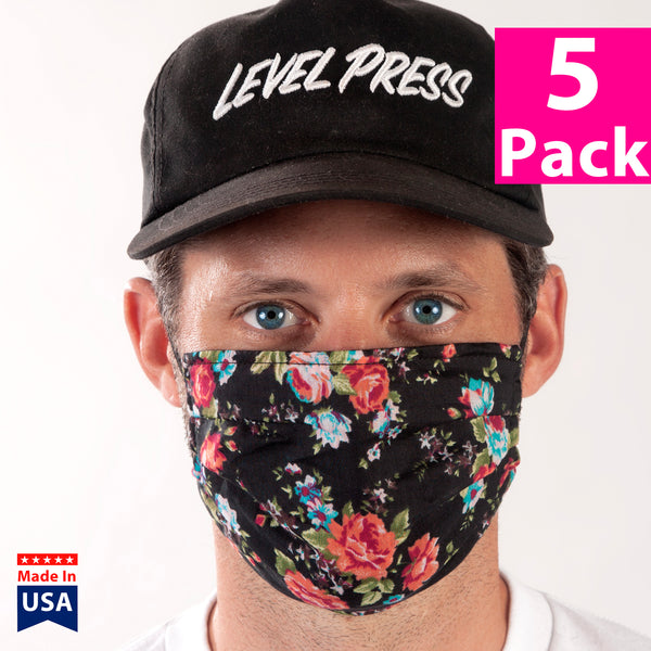 Daily Face Cover 5-Pack (Black Floral)