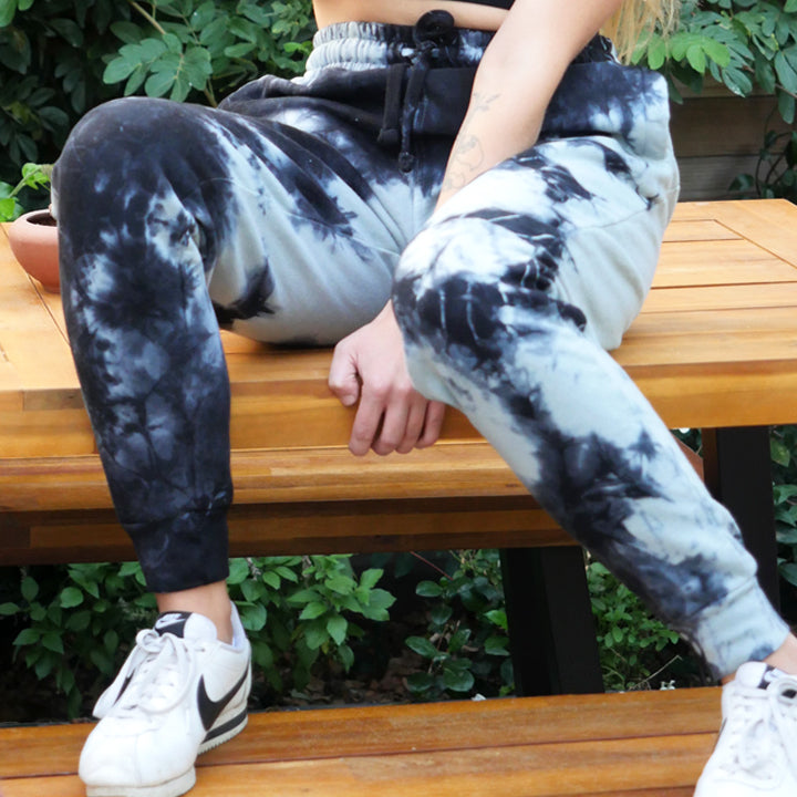 Off white and black Unisex Tie Dye Sweatpants braddock USA