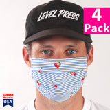 4 Pack - Limited - Cherry Blue + White Stripe Facemasks