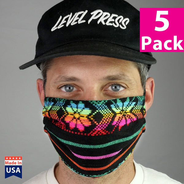 Daily Face Cover 5-Packs (Black Sarape Fabric)